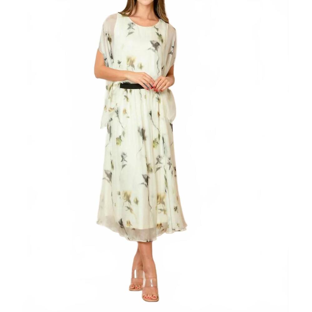 NEW JESSIE LIU printed silk drape blouse